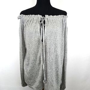 NWT Michael Lauren Limited Quantity Made Gray Off-Shoulder Flowy Peasant Top XS